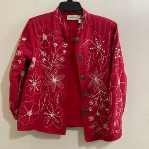 Drapers and Damons red sequined embroidered jacket small petite